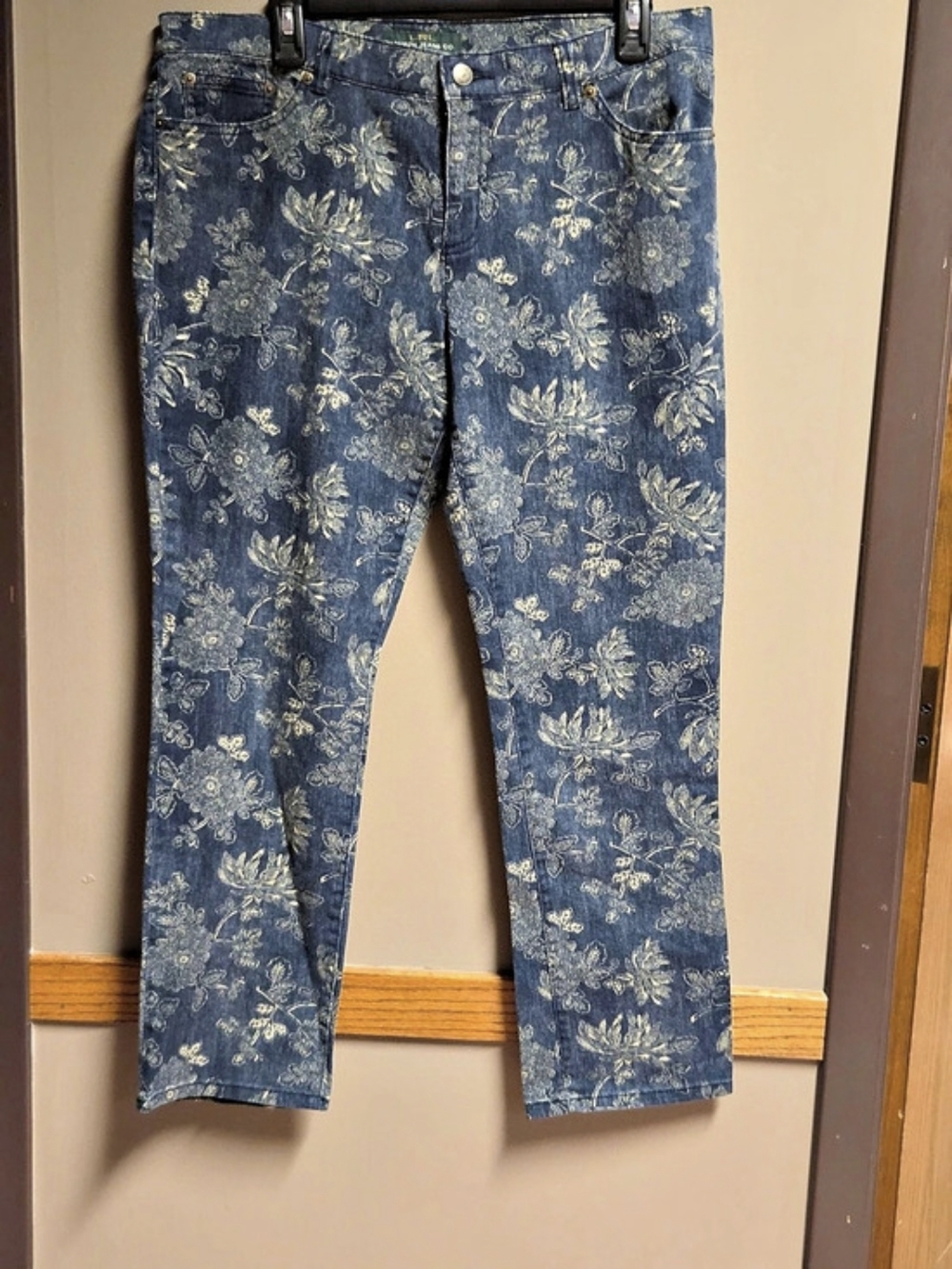 Lauren Ralph Lauren Jeans Co. Floral Straight Leg Jeans Blue Waist 14